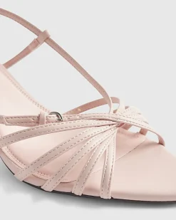 Pink Caged Kitten Heel Sandals