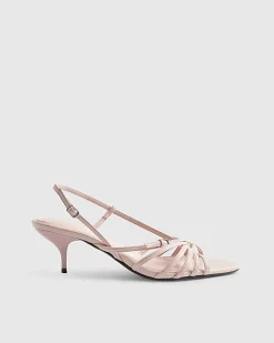 Pink Caged Kitten Heel Sandals