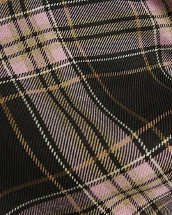 Pink Check Cowl Neck Asymmetric Midi Dress