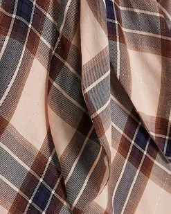 Pink Check Print Long Sleeve Blouse