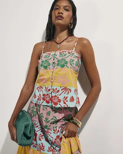 Pink Colour Block Floral Cami