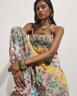 Pink Colour Block Floral Cami