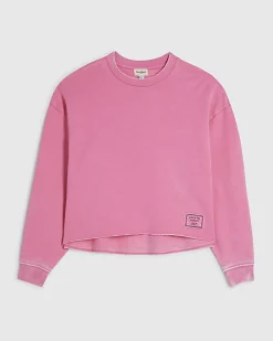 Pink Cotton Blend Burnout Sweatshirt