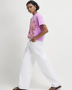 Pink Cotton Tiger Print T-Shirt