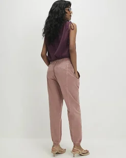 Pink Denim Elasticated Waist Joggers