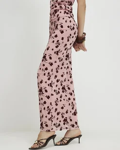 Pink Devore Maxi Skirt