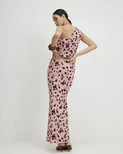 Pink Devore Maxi Skirt