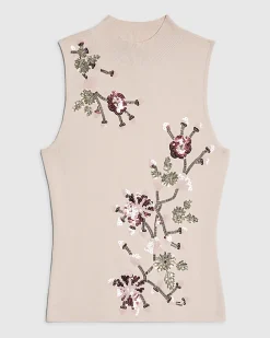 Pink Embellished Knitted Vest Top