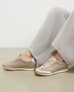 Pink Embellished Woven Trainers