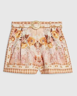 Pink Floral Belted Shorts