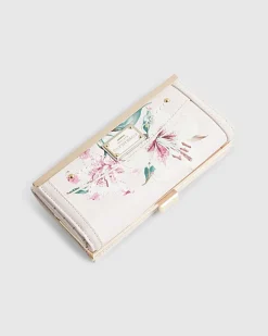 Pink Floral Print Clip Top Purse