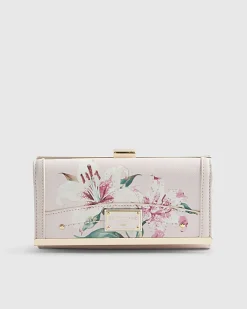Pink Floral Print Clip Top Purse