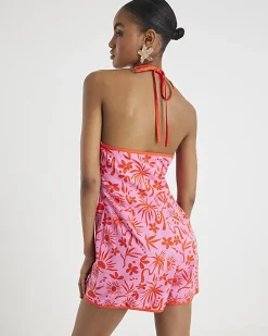 Pink Floral Print Sleeveless Playsuit