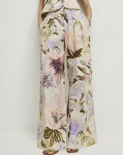 Pink Floral Wide Leg Trousers