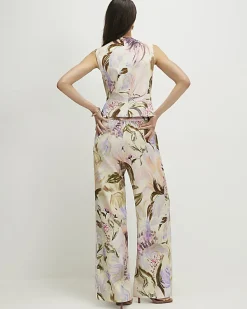 Pink Floral Wide Leg Trousers