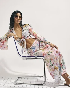 Pink Graphic Print Maxi Beach Skirt