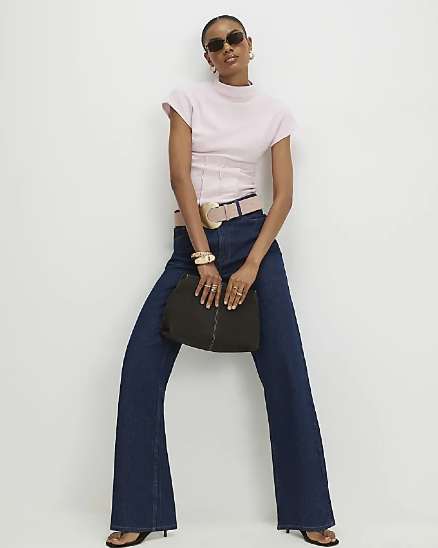 Pink High Neck Corset Top