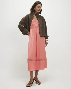 Pink Lace Slip Midi Dress