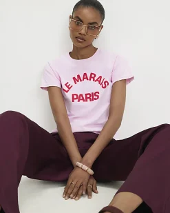 Pink Le Marais Slogan T-shirt