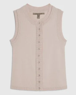Pink Linen Blend Double Layer Knitted Vest