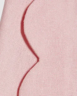 Pink Linen Blend Scallop Trim Shorts