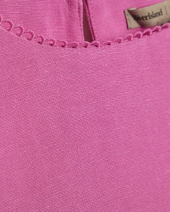Pink Linen Blend Scallop Trim Tank Top