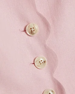 Pink Linen Blend Scallop Trim Waistcoat