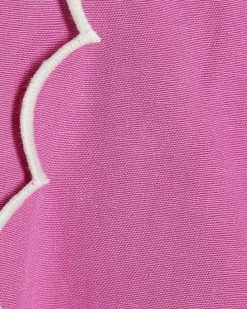 Pink Linen Blend Scallop Trim Shorts