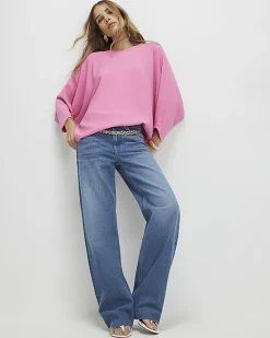 Pink Long Sleeve Batwing Top