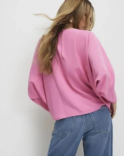 Pink Long Sleeve Batwing Top