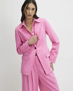 Pink Long Sleeve Cinch Back Blazer
