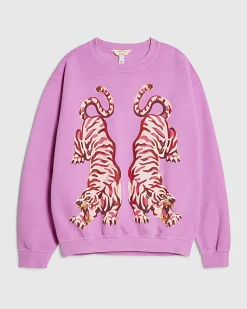 Pink Long Sleeve Tiger Sweatshirt