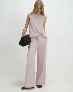 Pink Metallic Drawstring Wide Leg Trousers