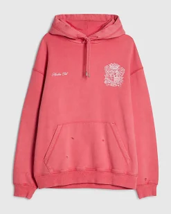 Pink Oversized Fit Members Club Crest Hoodie