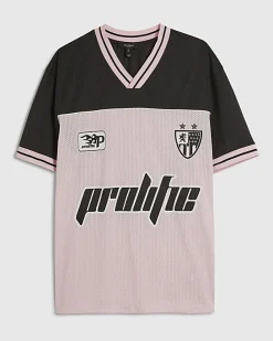 Pink Oversized Fit Prolific Football Polo Top
