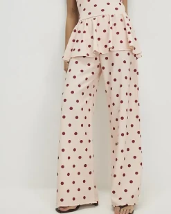 Pink Polka Dot Wide Leg Trousers