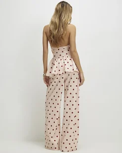 Pink Polka Dot Wide Leg Trousers