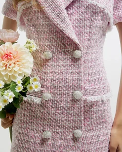 Pink Premium Boucle Mini Dress