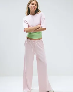 Pink Premium Drawstring Wide Leg Joggers