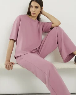 Pink Premium Drawstring Wide Leg Joggers