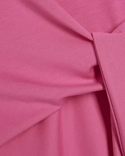 Pink Premium Short Sleeve Tie Side Midi Dress
