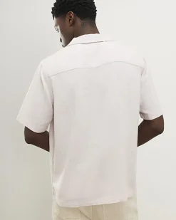Pink Regular Fit Linen Blend Revere Shirt