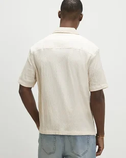 Pink Regular Fit Textured Short Sleeve Shirt