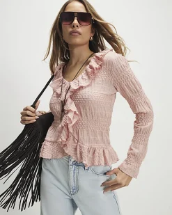 Pink Ruffle Peplum Top