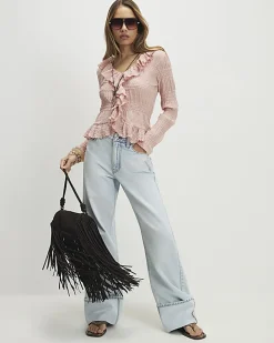 Pink Ruffle Peplum Top