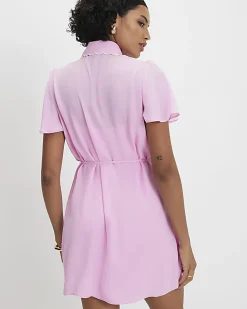 Pink Scallop Shirt Dress