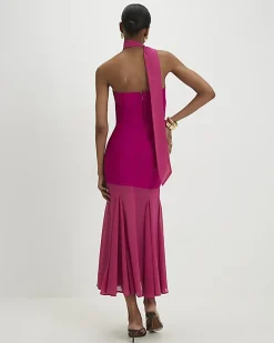 Pink Scarf Bandeau Hybrid Midi Dress