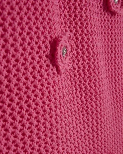 Pink Sequin Flower Knit Mini Dress