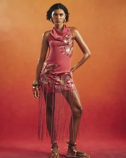 Pink Sequin Tassel Mini Dress