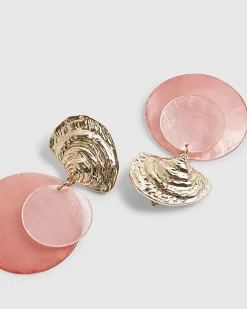 Pink Shell Disc Earrings